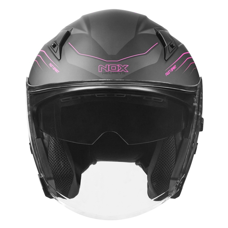 Nyitott motoros sisak NOX N128 Spirit fekete-rózsaszín