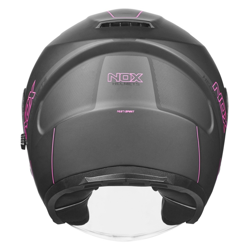 Nyitott motoros sisak NOX N128 Spirit fekete-rózsaszín
