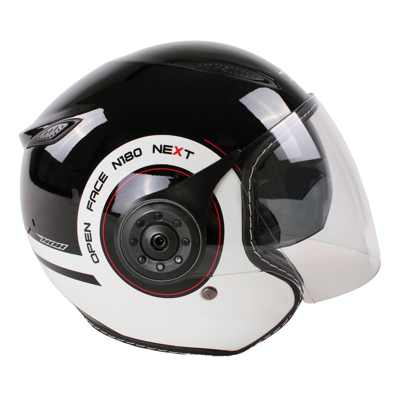Robogó sisak nyitva Nox N180 Következő fekete-fehér akció kiárusítás