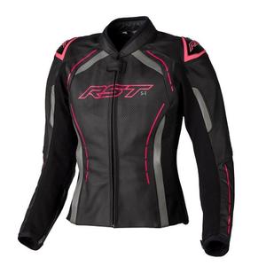 Női bőr motoros kabát RST S1 CE fekete-szürke-rózsaszín kiárusítás