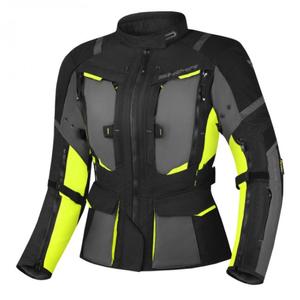 Női motoros kabát Shima Hero 2.0 fekete-szürke-fluo sárga