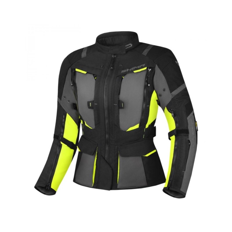 Női motoros kabát Shima Hero 2.0 fekete-szürke-fluo sárga