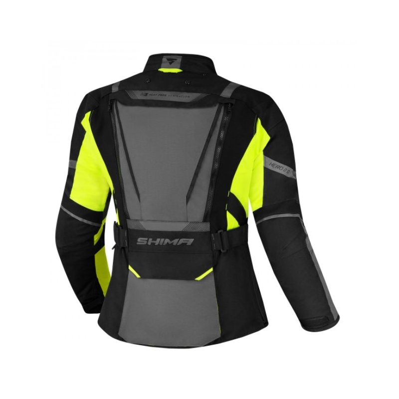 Női motoros kabát Shima Hero 2.0 fekete-szürke-fluo sárga