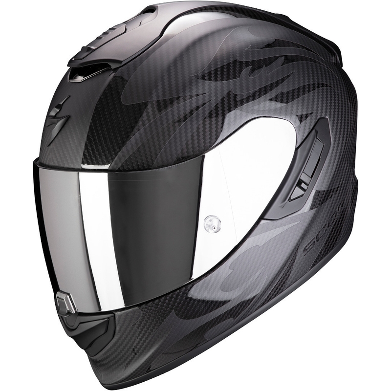Beépített motoros sisak Scorpion EXO-1400 Carbon Air Obscura fekete