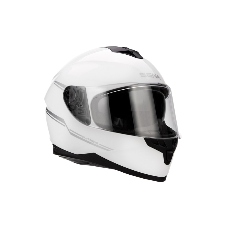 Motorkerékpár sisak SENA Outride headsettel fényes fehér