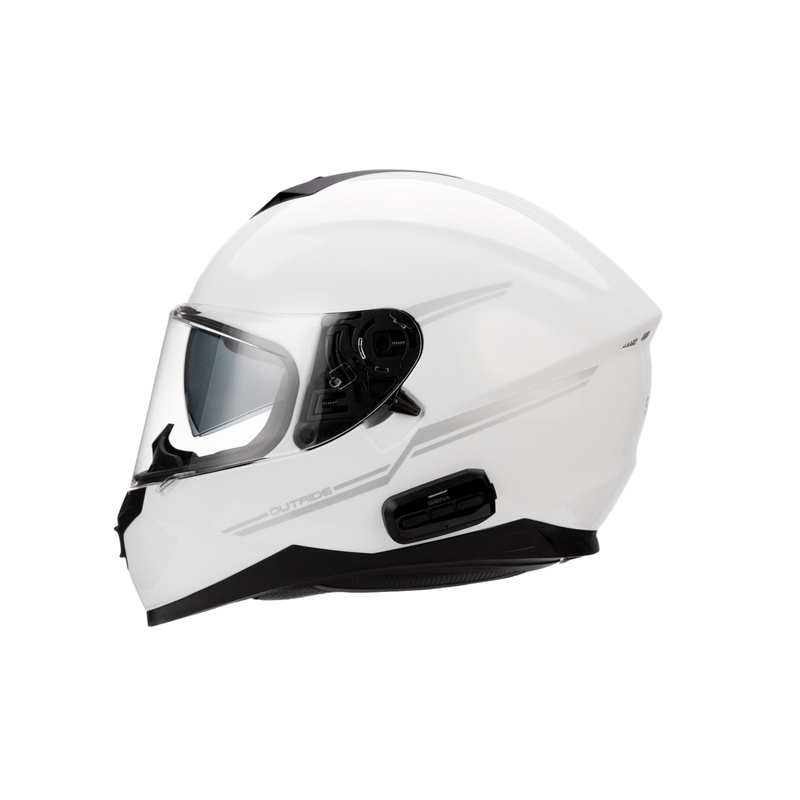 Motorkerékpár sisak SENA Outride headsettel fényes fehér