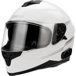 Motorkerékpár sisak SENA Outride headsettel fényes fehér