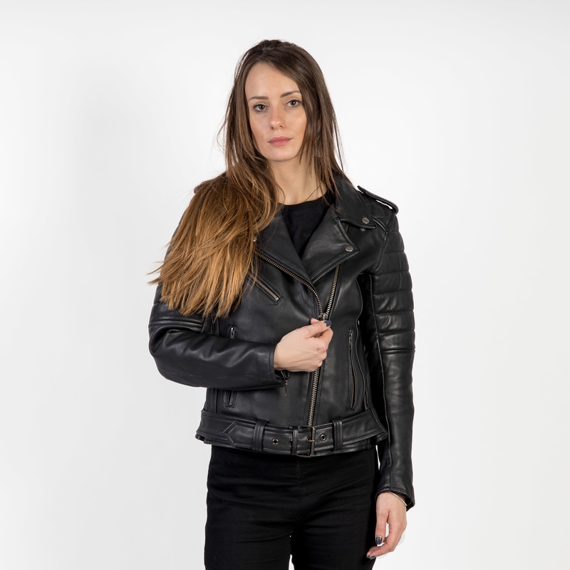 Női kabát motorkerékpárhoz Ózon Ramones Modern fekete kiárusítás