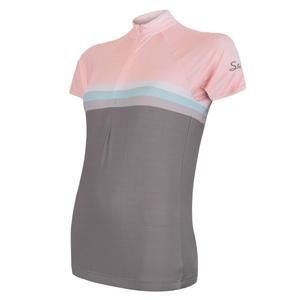 Dámský dres Sensor Summer Stripe šedo-růžový - krátký rukáv výprodej
