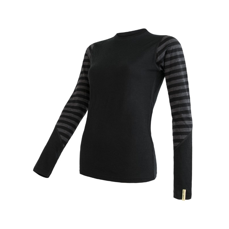Női funkcionális póló Sensor Merino Active black-gray - hosszú ujjú kiárusítás