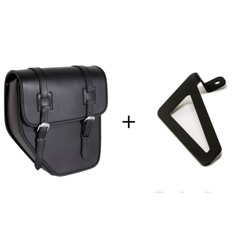 Leather saddlebag CUSTOMACCES IBIZA fekete right, with universal support