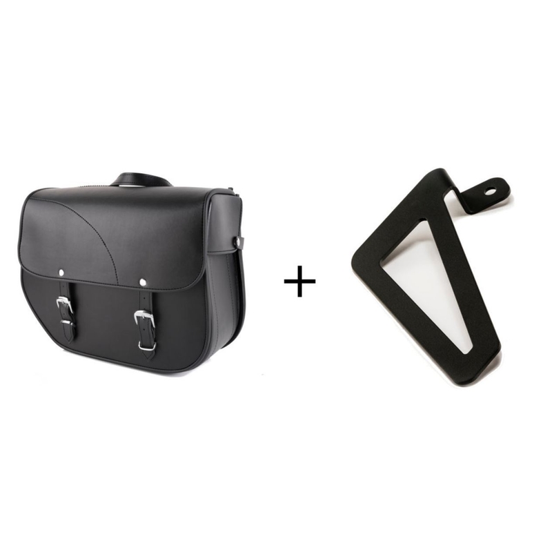 Leather saddlebag CUSTOMACCES SANT LOUIS fekete right, with universal support