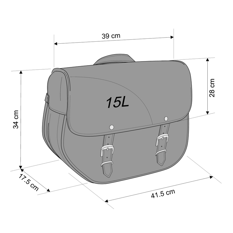 Leather saddlebag CUSTOMACCES SANT LOUIS fekete right, with universal support