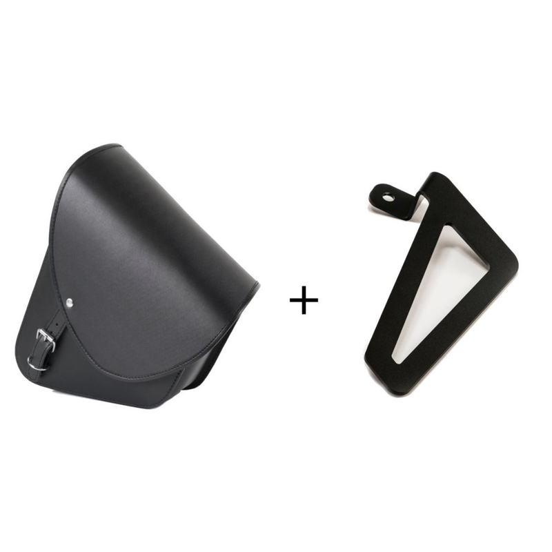 Leather saddlebag CUSTOMACCES BARCELONA fekete left, with universal support