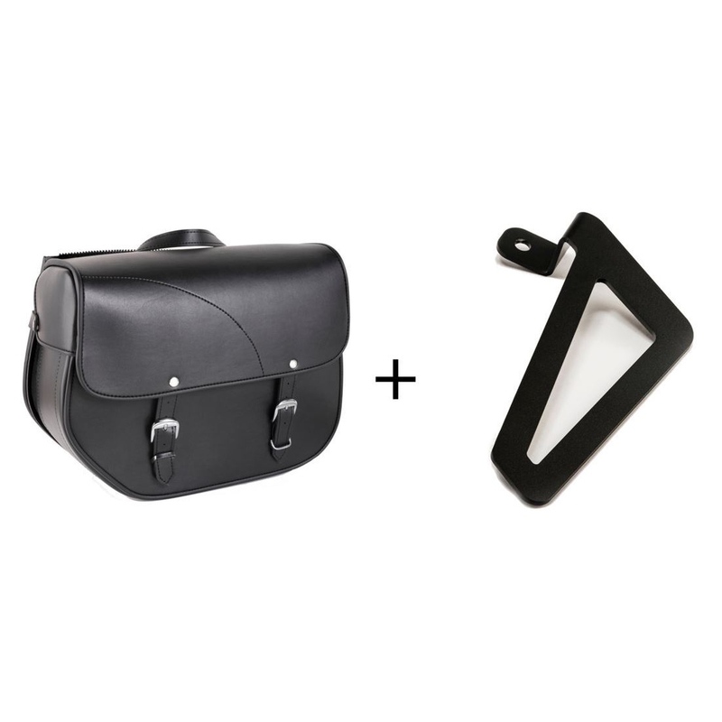 Leather saddlebag CUSTOMACCES SANT LOUIS fekete left, with universal support