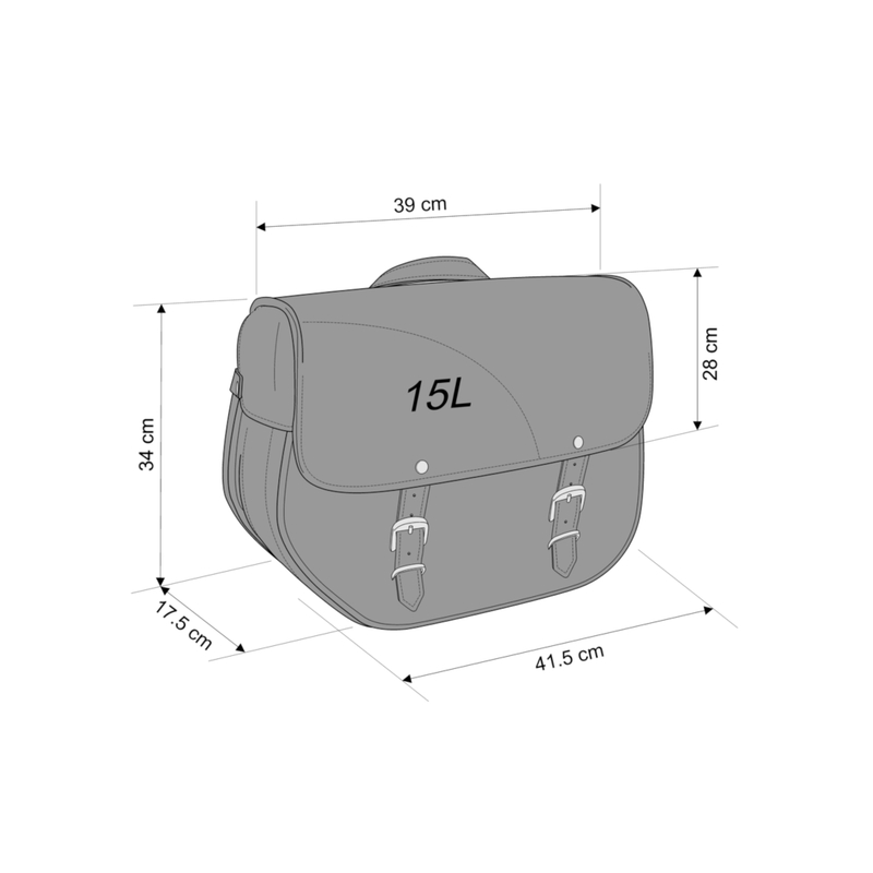 Leather saddlebag CUSTOMACCES SANT LOUIS fekete left, with metal base left side and left fitting kit