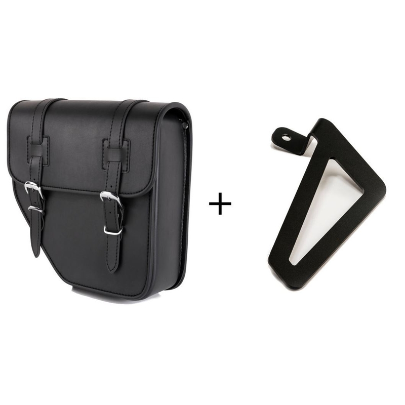 Leather saddlebag CUSTOMACCES IBIZA fekete left, with universal support