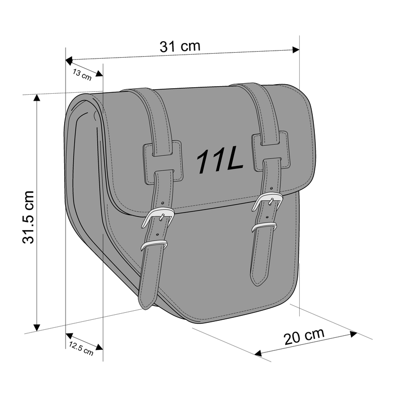 Leather saddlebag CUSTOMACCES IBIZA fekete left, with universal support