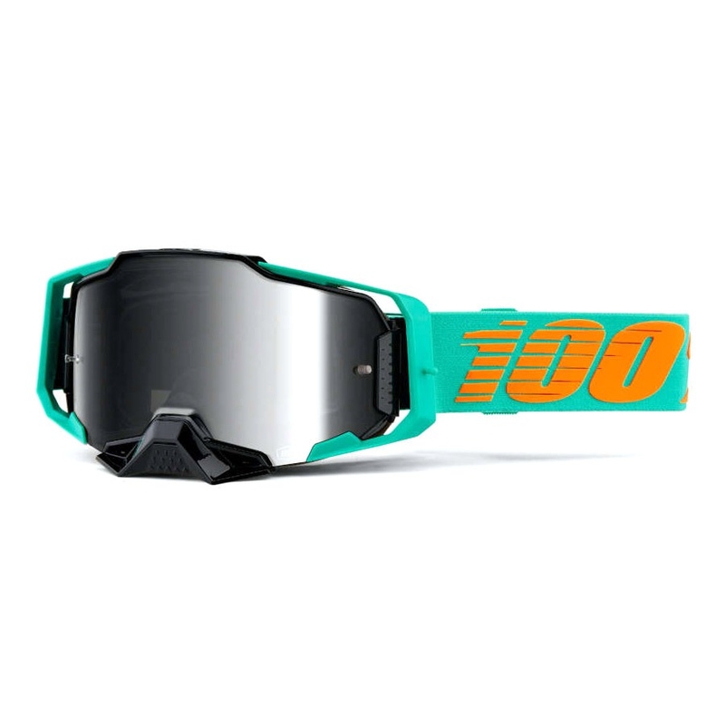 100% ARMEGA Clark motocross szemüveg türkiz (tükörezüst plexi)