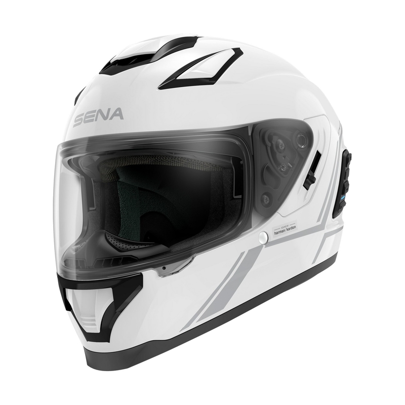 SENA Stryker Mesh headset-ettel zárt bukósisak fényes fehér