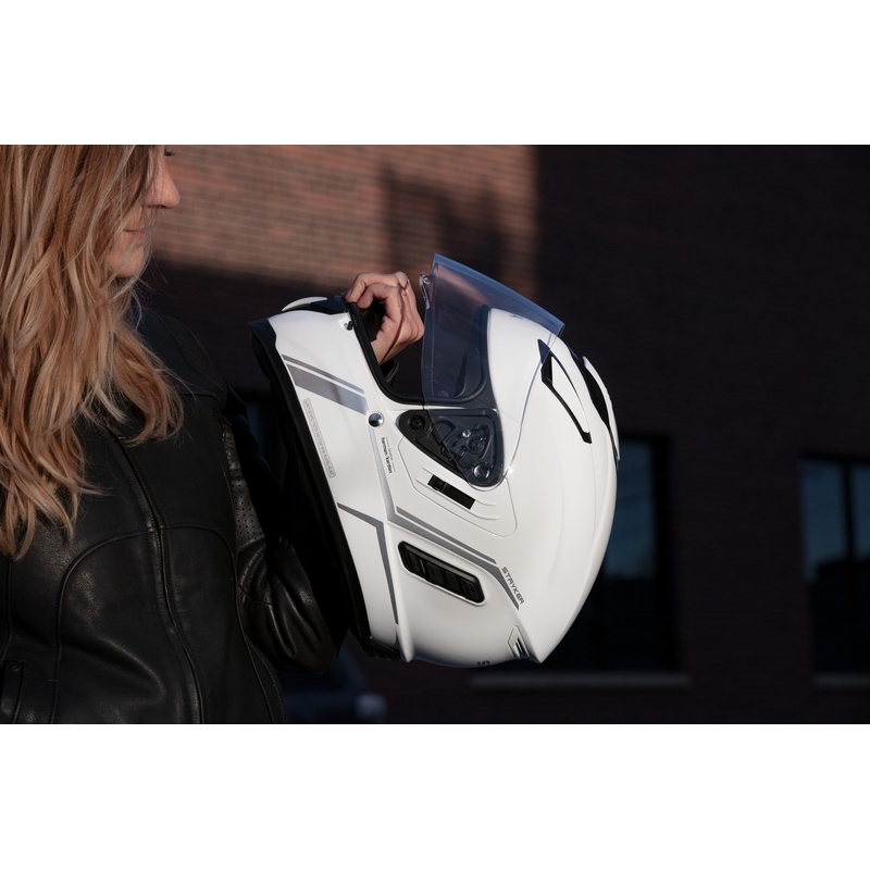 SENA Stryker Mesh headset-ettel zárt bukósisak fényes fehér