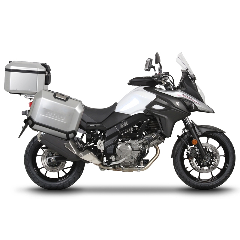 Complete set of aluminum cases SHAD TERRA, 48L topcase + 36L / 36L side cases, including mounting kit and plate SHAD SUZUKI DL 1000 V-Strom/ DL 1050 V-Strom