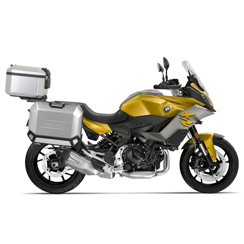 Complete set of aluminum cases SHAD TERRA, 48L topcase + 36L / 36L side cases, including mounting kit and plate SHAD BMW F 900 XR