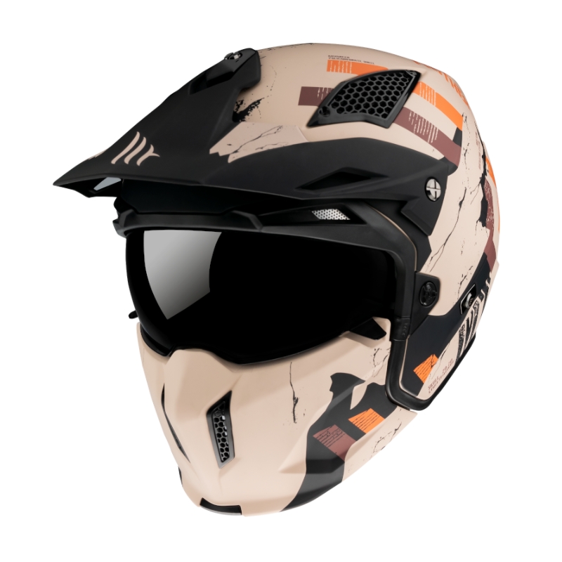 MT Streetfighter Skull 2020 motoros bukósisak narancssárga-barna - II. osztály