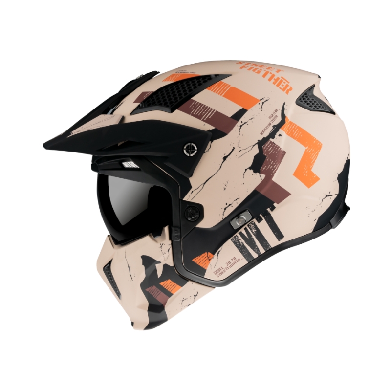 MT Streetfighter Skull 2020 motoros bukósisak narancssárga-barna - II. osztály