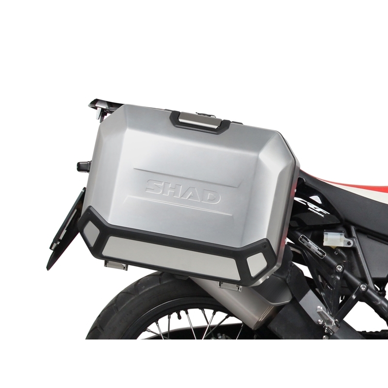 Complete set of black side aluminum cases 36L / 47L SHAD TERRA BLACK including mounting kit SHAD HONDA CRF 1000  Africa Twin