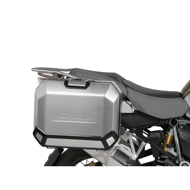 Complete set of black side aluminum cases 36L / 47L SHAD TERRA BLACK including mounting kit SHAD BMW R 1200 GS/ R 1200 GS Adventure/ R 1250 GS/ R 1250 GS Adventure