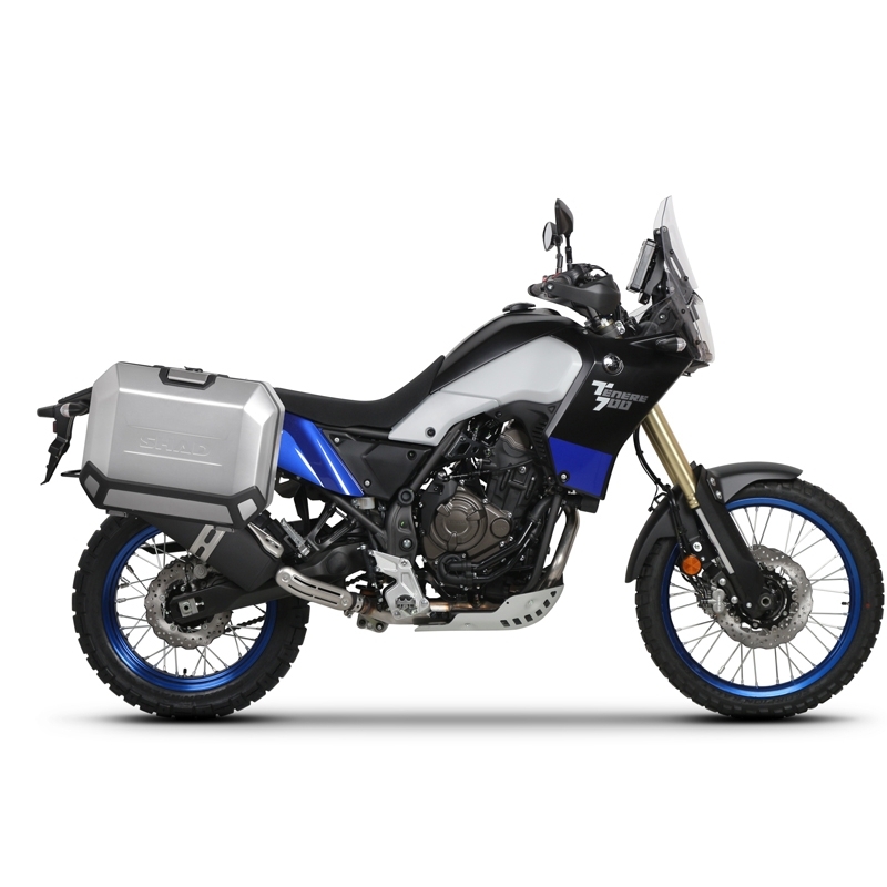 Complete set of black side aluminum cases 36L / 47L SHAD TERRA BLACK including mounting kit SHAD YAMAHA Tenere 700 XTZ690