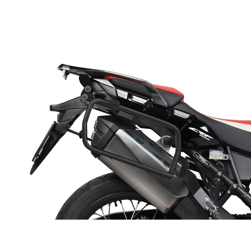 Complete set of black aluminum cases SHAD TERRA, 37L topcase + 36L / 47L side cases, including mounting kit and plate SHAD HONDA CRF 1000  Africa Twin