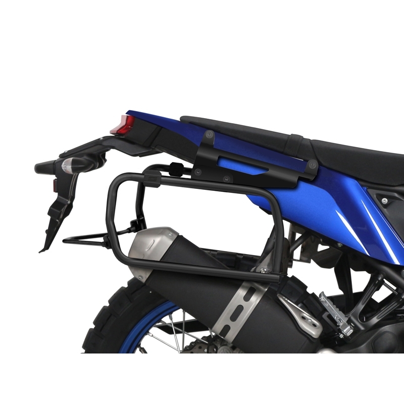 Complete set of black aluminum cases SHAD TERRA, 37L topcase + 36L / 47L side cases, including mounting kit and plate SHAD YAMAHA Tenere 700 XTZ690