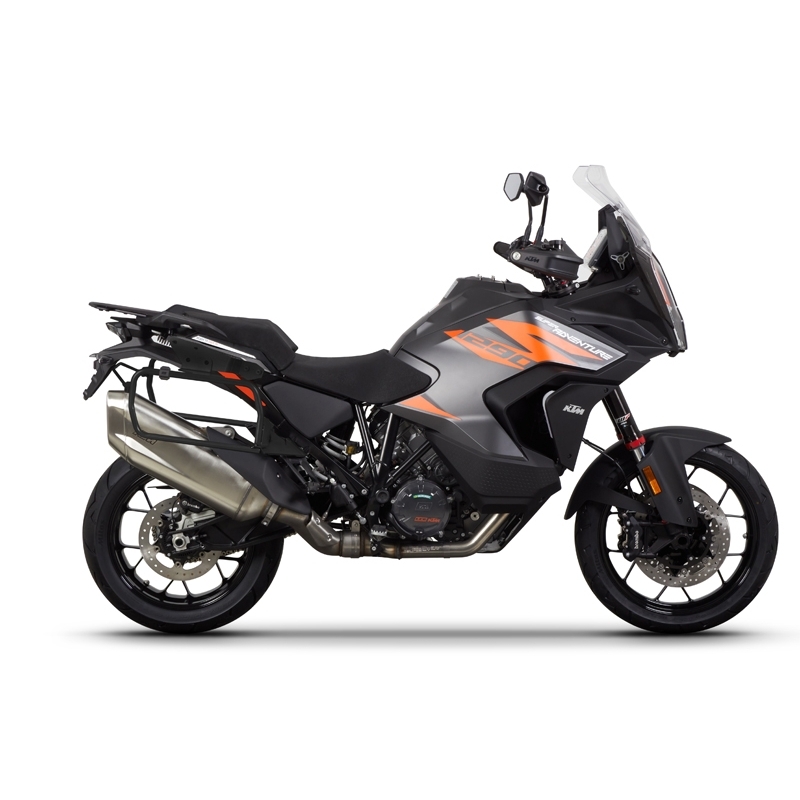 Complete set of black aluminum cases SHAD TERRA, 37L topcase + 36L / 47L side cases, including mounting kit and plate SHAD KTM Super Adventure 1290 (R, S)