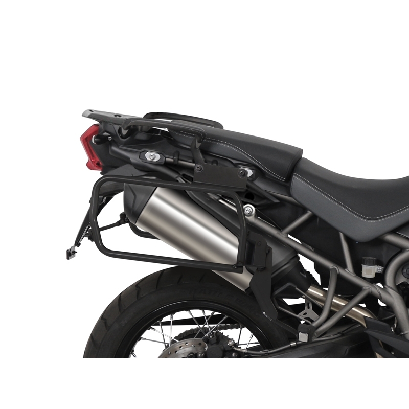 Complete set of black aluminum cases SHAD TERRA, 48L topcase + 36L / 47L side cases, including mounting kit and plate SHAD TRIUMPH Tiger 800