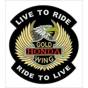 Live to Ride Gold Wing Patch – nagy