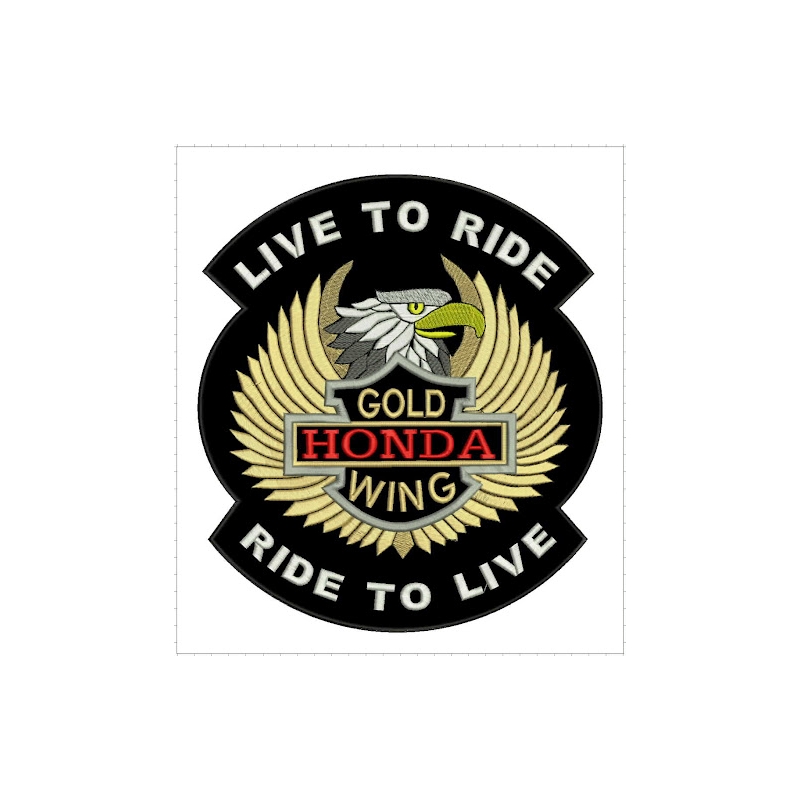 Live to Ride Gold Wing Patch – nagy