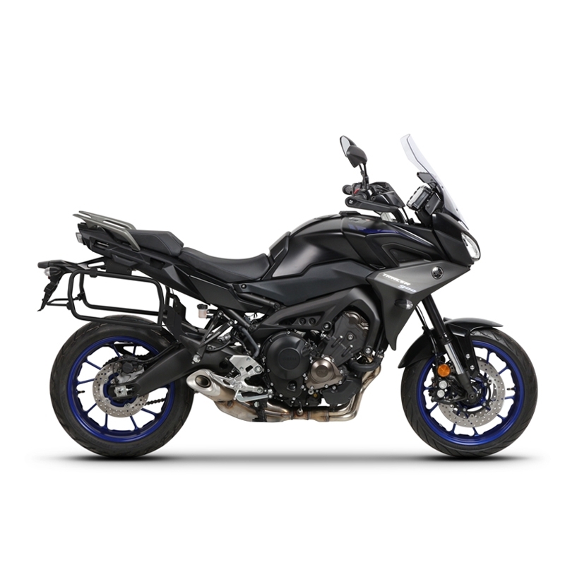Complete set of 36L / 36L SHAD TERRA BLACK aluminum side cases, including mounting kit SHAD YAMAHA MT-09 Tracer / Tracer 900