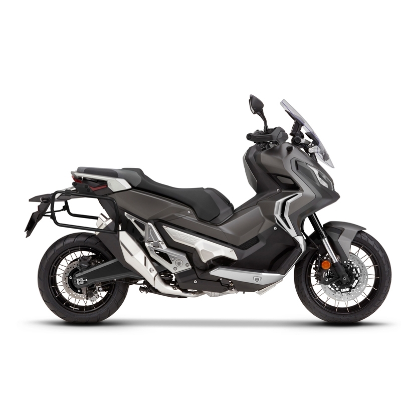 Complete set of aluminum cases SHAD TERRA BLACK, 37L topcase + 36L / 36L side cases, including mounting kit and plate SHAD HONDA X-ADV 750