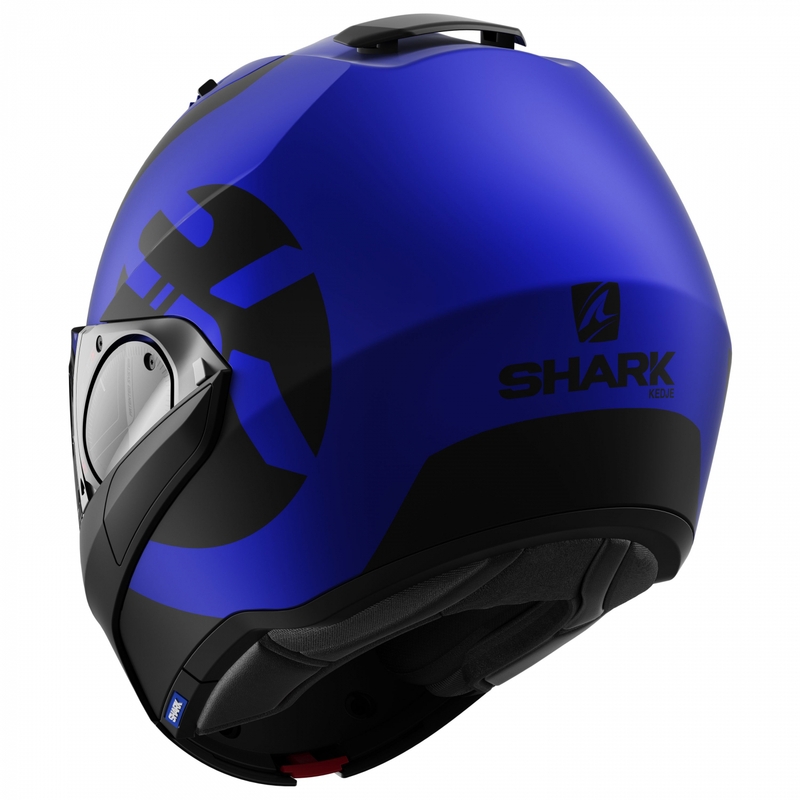 SHARK EVO-ES Kedje hátrahajtható állú bukósisak fekete-kék matt