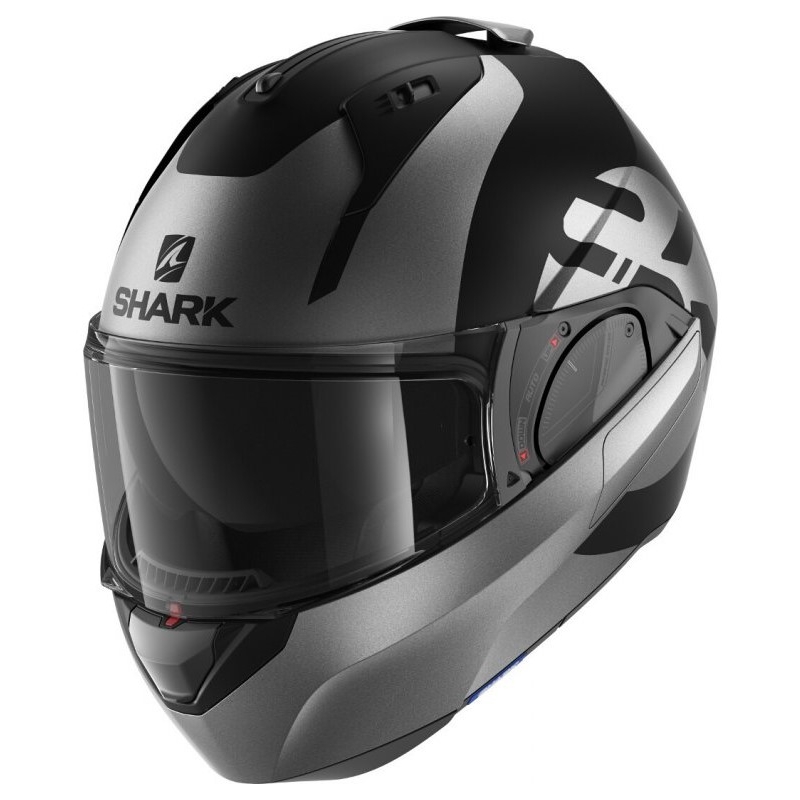 SHARK EVO-ES Kedje hátrahajtható állú bukósisak antracit-fekete matt