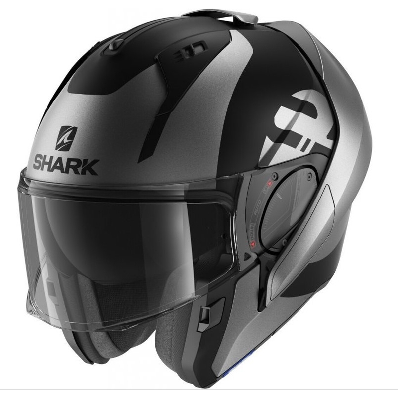 SHARK EVO-ES Kedje hátrahajtható állú bukósisak antracit-fekete matt