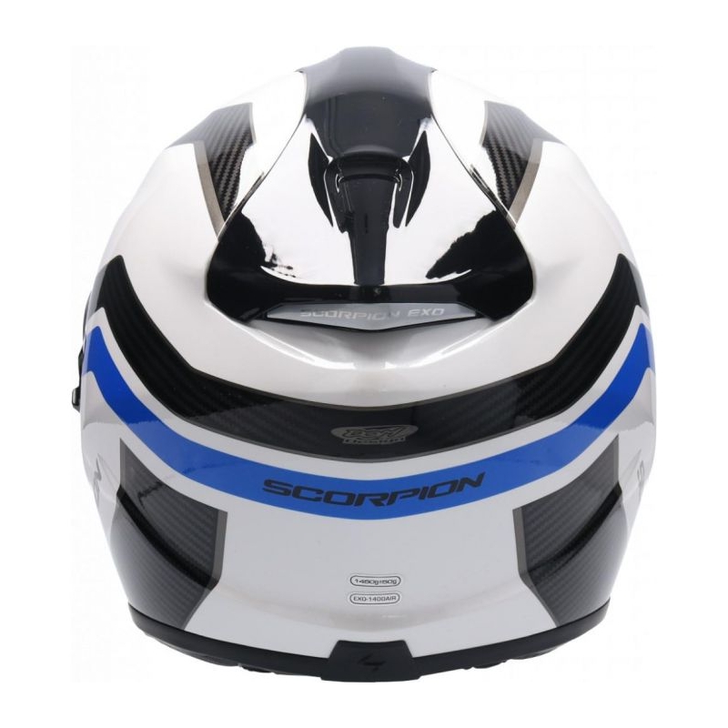 Beépített motoros sisak Scorpion EXO-1400 Air Fortuna fehér-kék