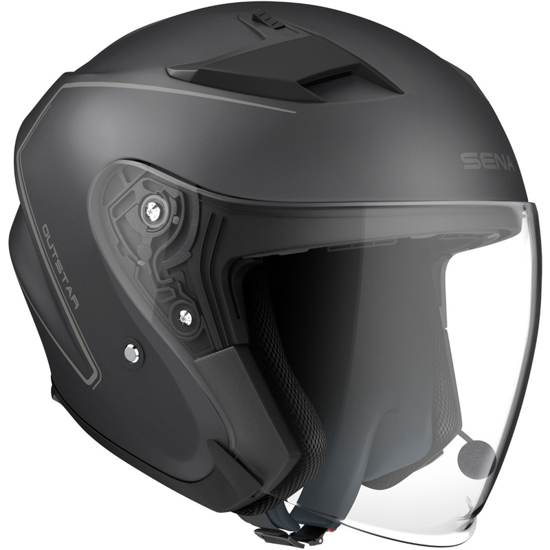 Nyitott motoros sisak SENA Outstar headsettel, fekete matt kiárusítás