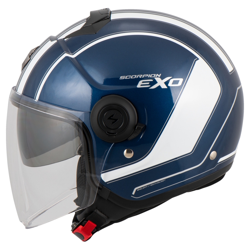 Nyitott sisak motorkerékpárhoz SCORPION EXO-CITY SCOOT sötétkék-fehér