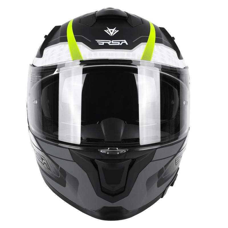 Zárt motoros sisak RSA Rapid fekete-szürke-fehér-neon sárga kiárusítás
