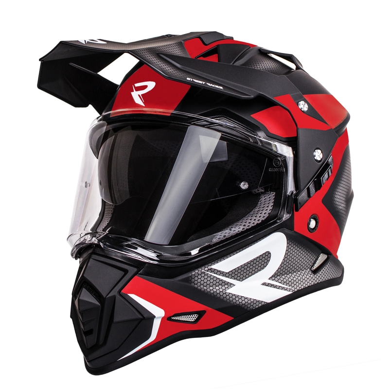 Enduro sisak Street Racer Tracker fekete-fehér-piros kiárusítás