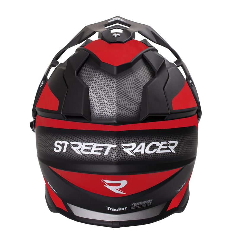 Enduro sisak Street Racer Tracker fekete-fehér-piros kiárusítás
