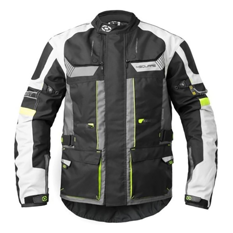 4SQUARE Shield motoros kabát fekete-fehér-fluo sárga kiárusítás